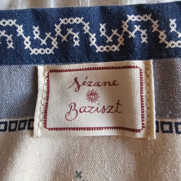 New Sezane x Baziszt Tote Bag - Blue w/ Cream Trims - Picture 3 of 7